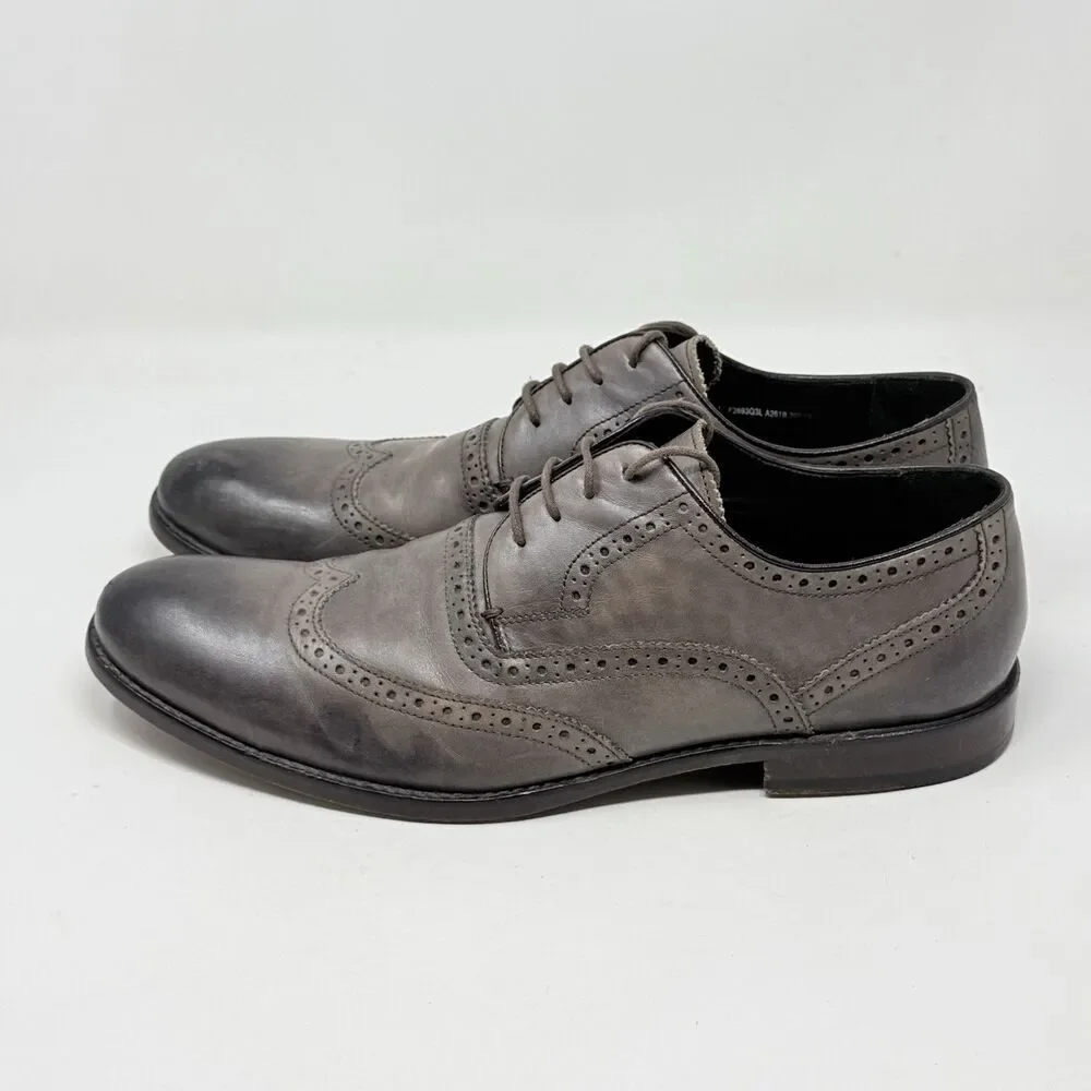 John Varvatos Luxe Derby Oxford Shoes Mens 13 Brown Leather Wingtip Brogue